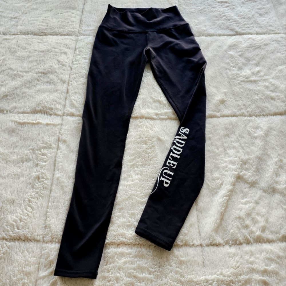 Black "Saddle Up" Leggings  Western Style Size Small. Excellent Condition.